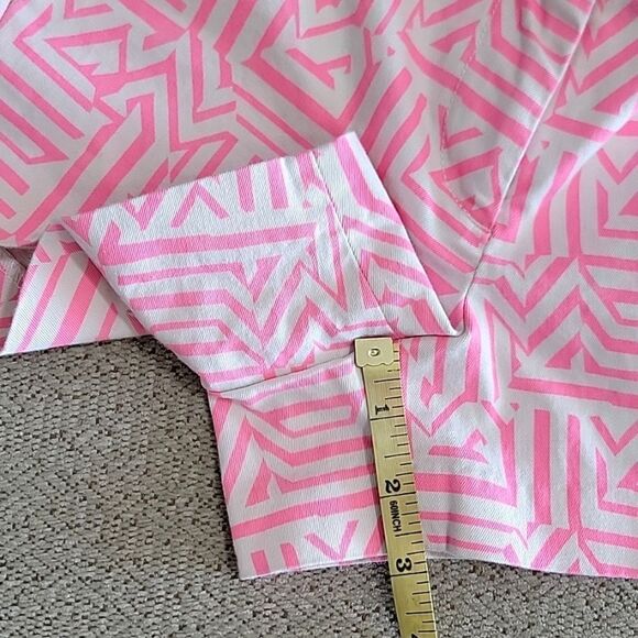 J. Crew Factory Neon Pink and White Geometric Aztec Chino Shorts - Size 4 - Picture 10 of 14